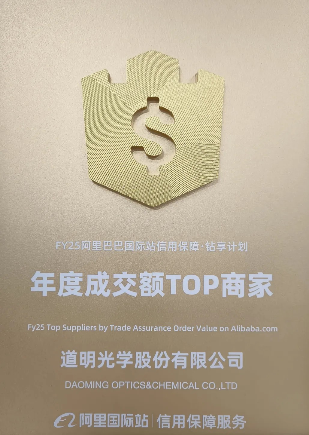 龙8官方网站光学荣获阿里国际站年度成交额TOP商家4